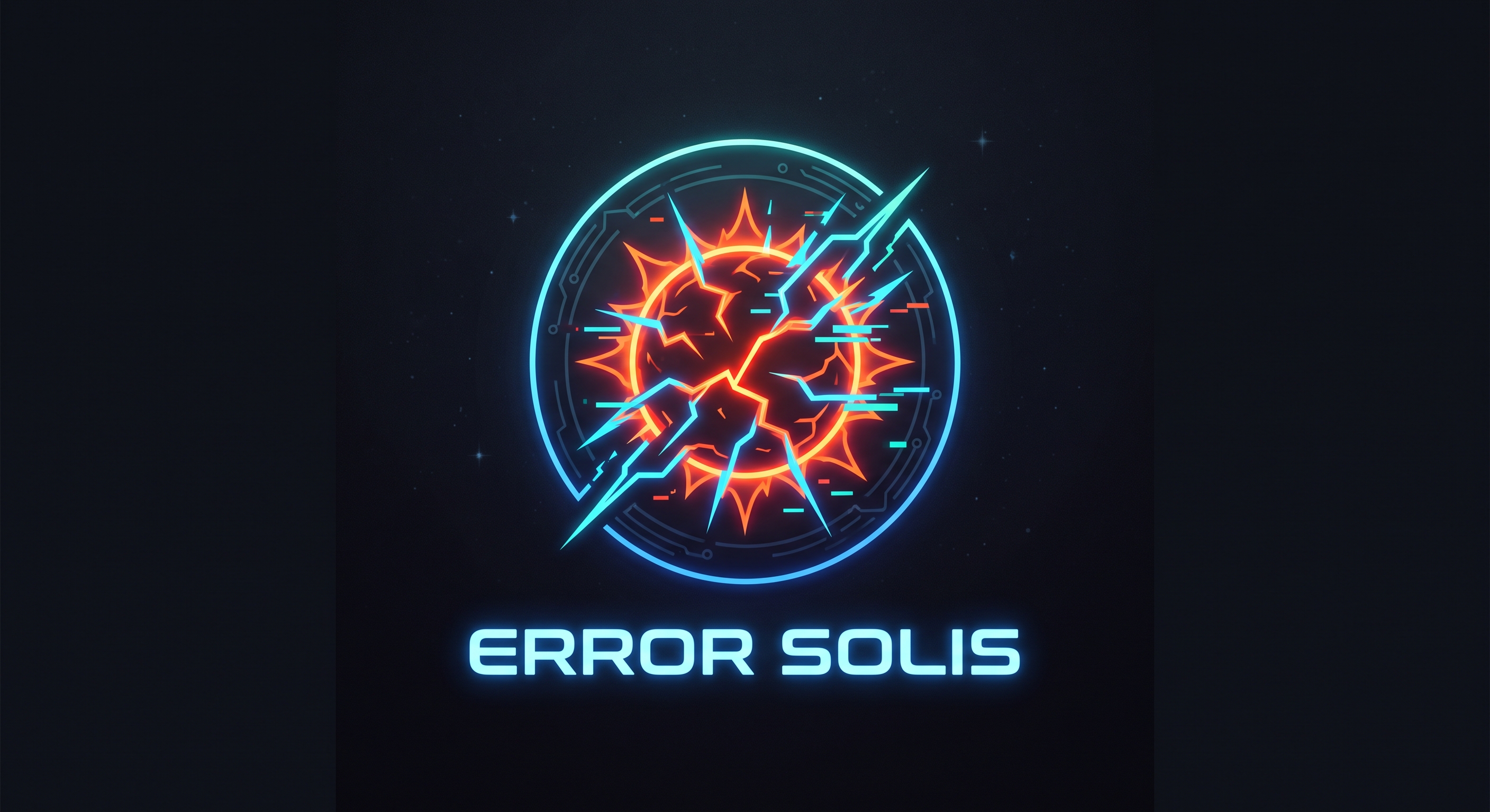 Error Solis landscape identity with the fractured-Sun symbol and wordmark.