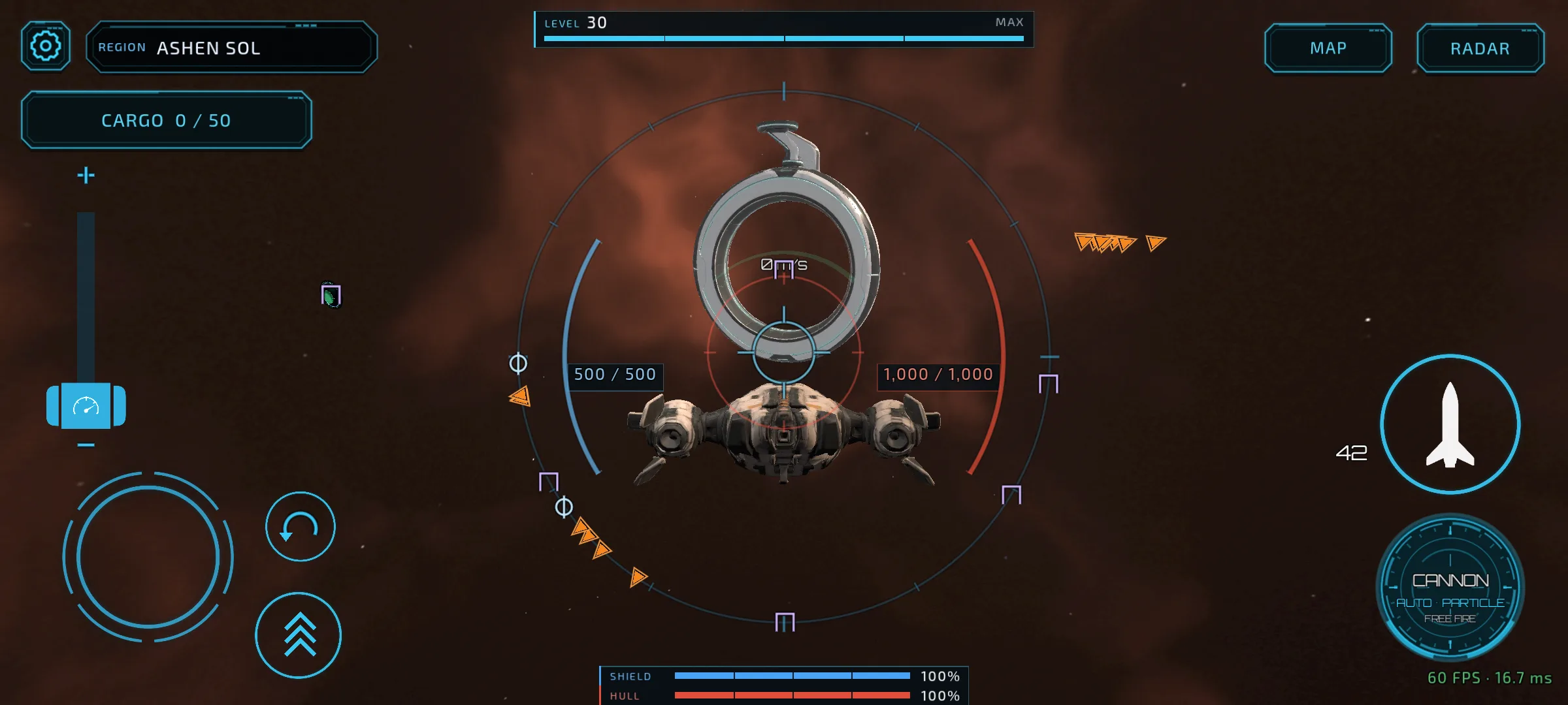 A pilot lines up with the Express Gate in Ashen Sol.
