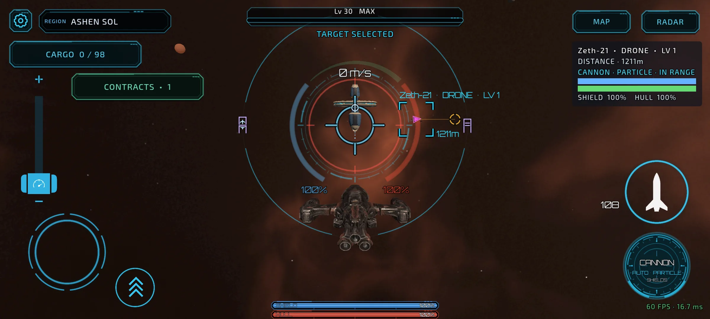 Dark Whale I Tier-III Artillery in the live Error Solis touch cockpit with a selected drone.