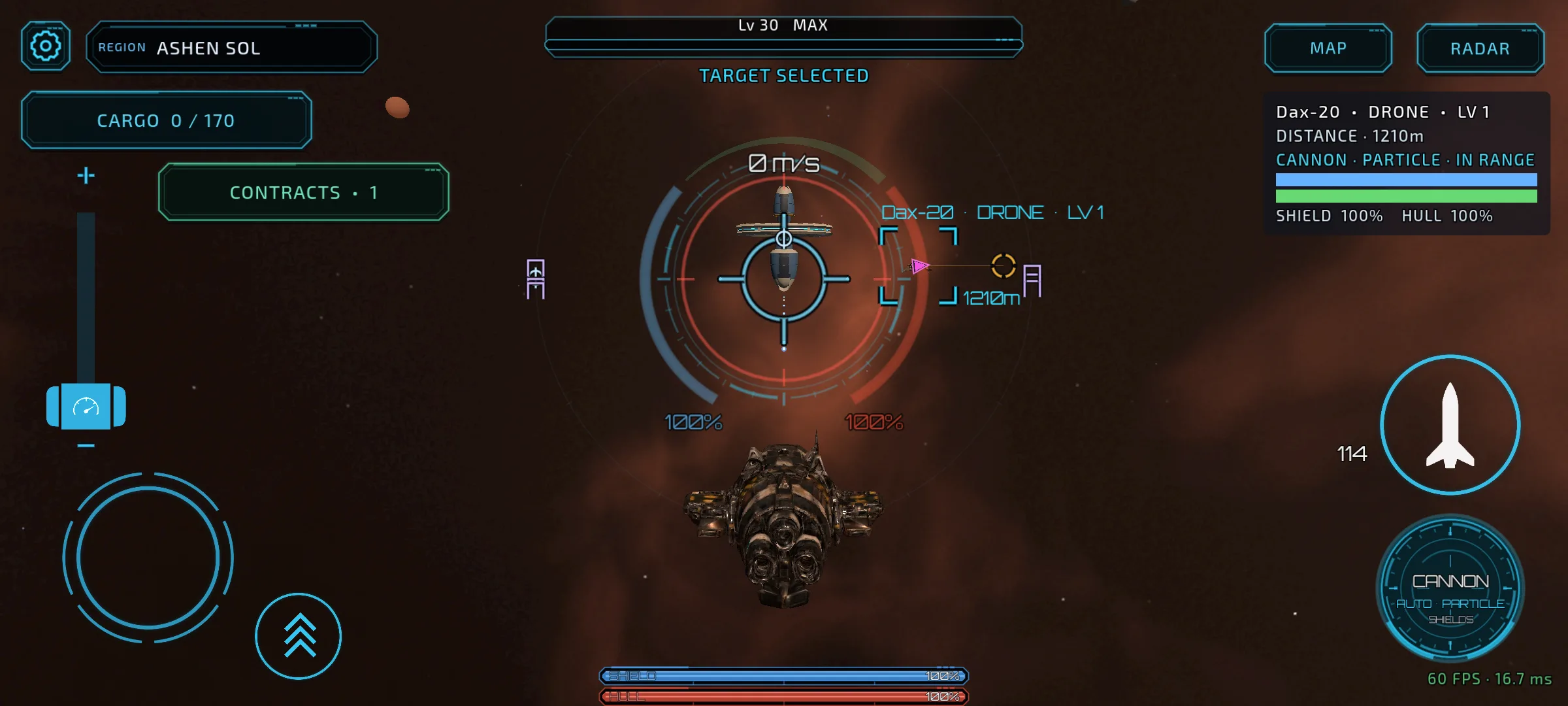 Raccoon I Corsair in the live Error Solis touch cockpit with a selected drone.
