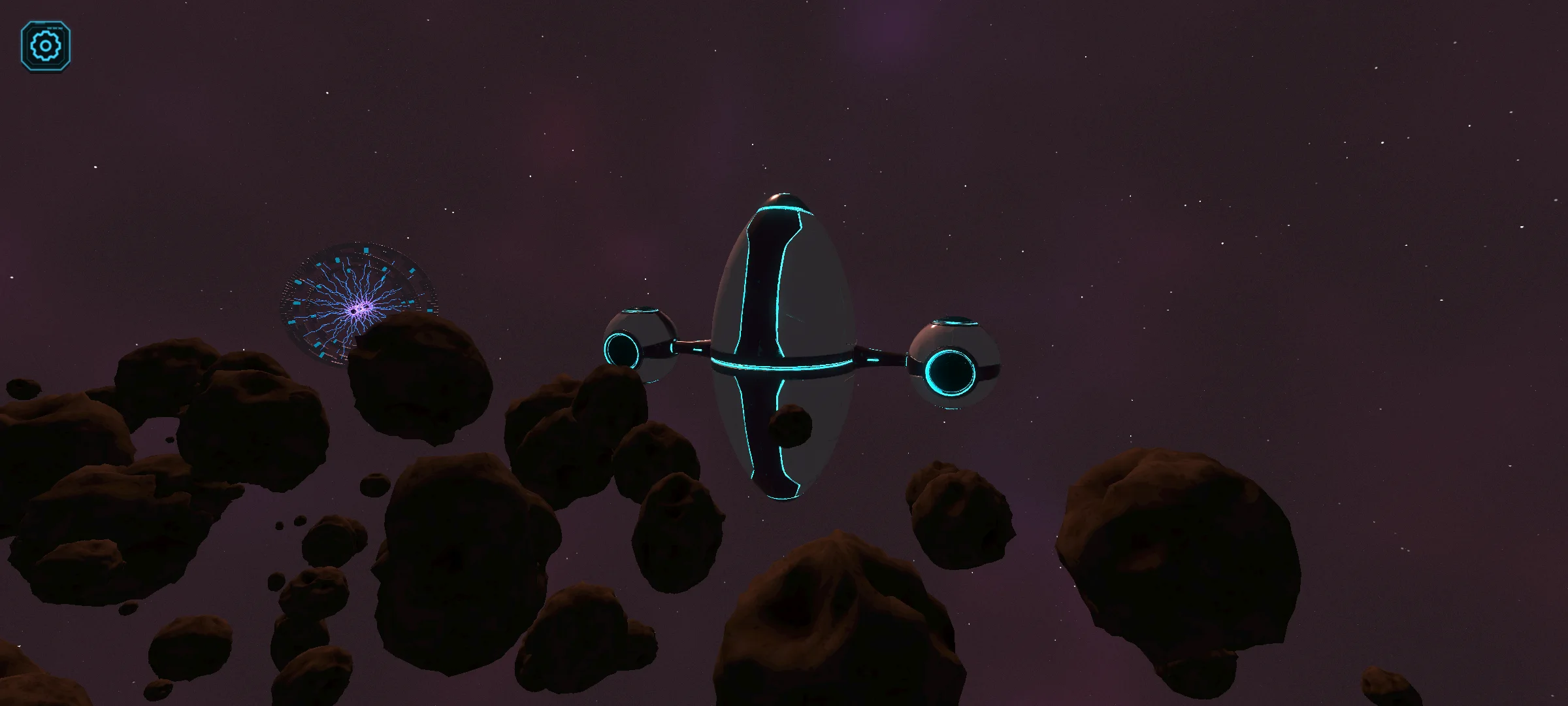 Tribo Station amid the asteroids of Groombridge Twinfall, captured in Free View with the flight interface hidden.
