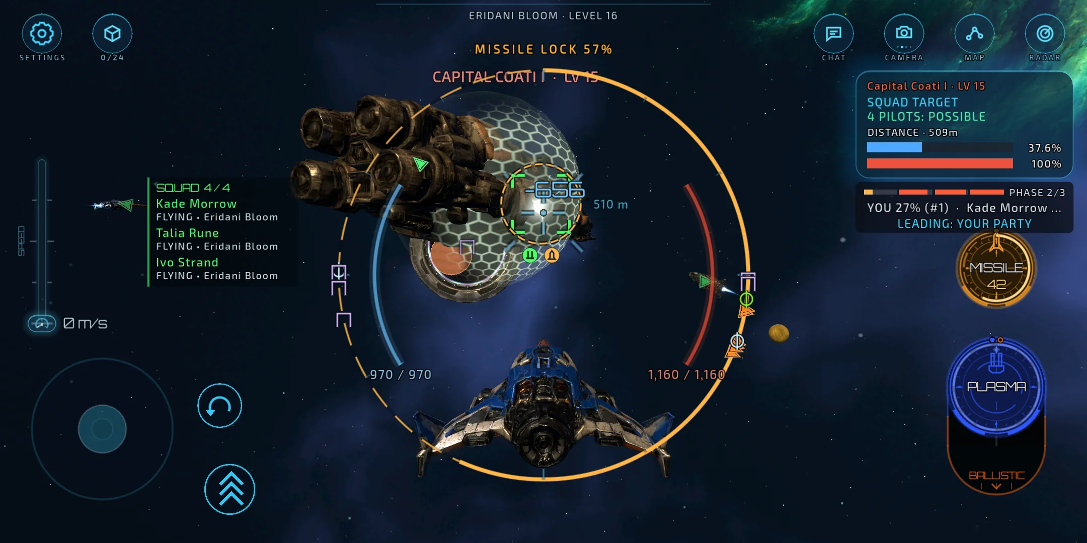 Kingfisher I facing a capital-ship world event with squad and boss indicators visible.