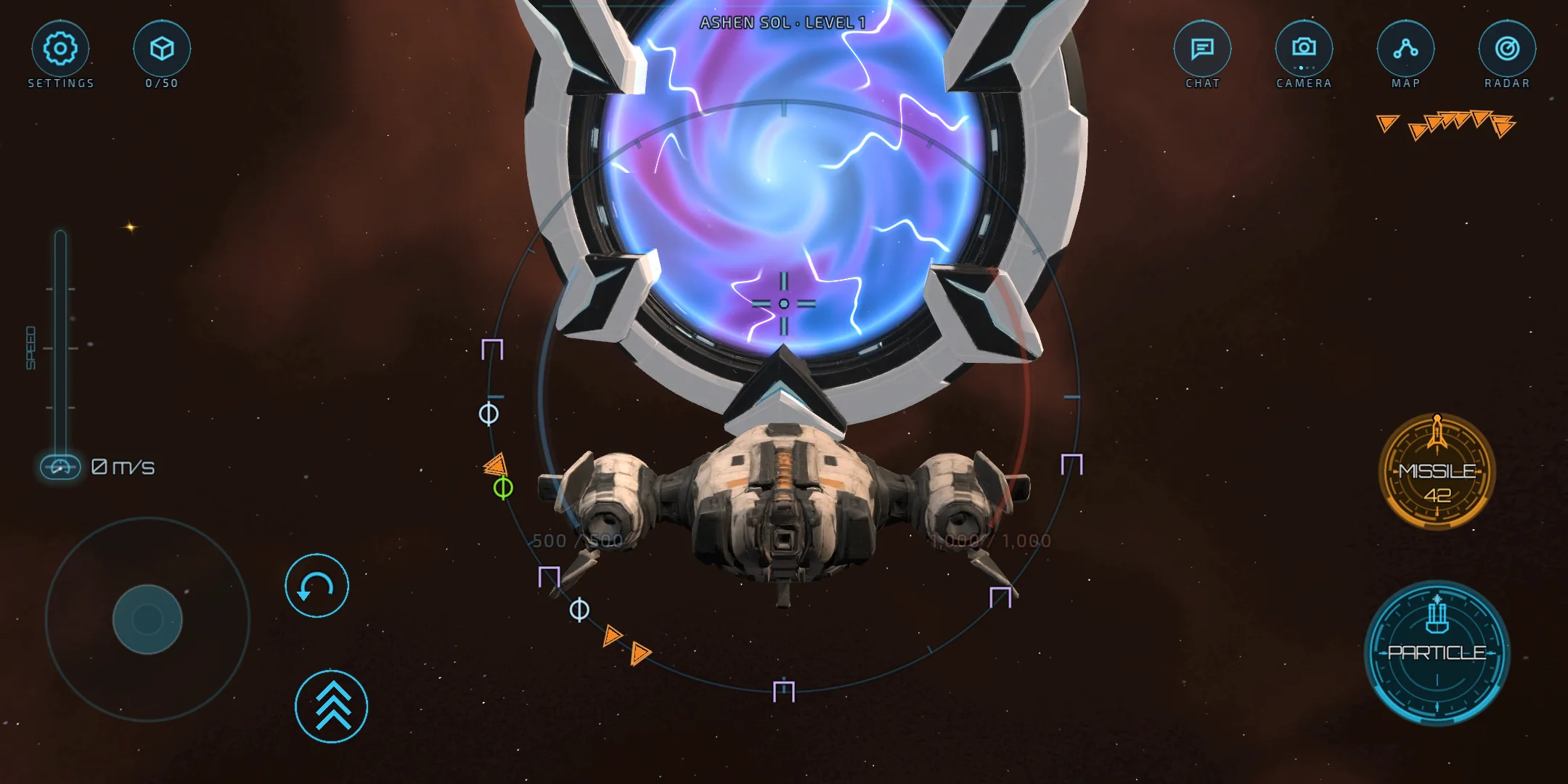 Player ship approaching the rebuilt Express Gate in Ashen Sol.