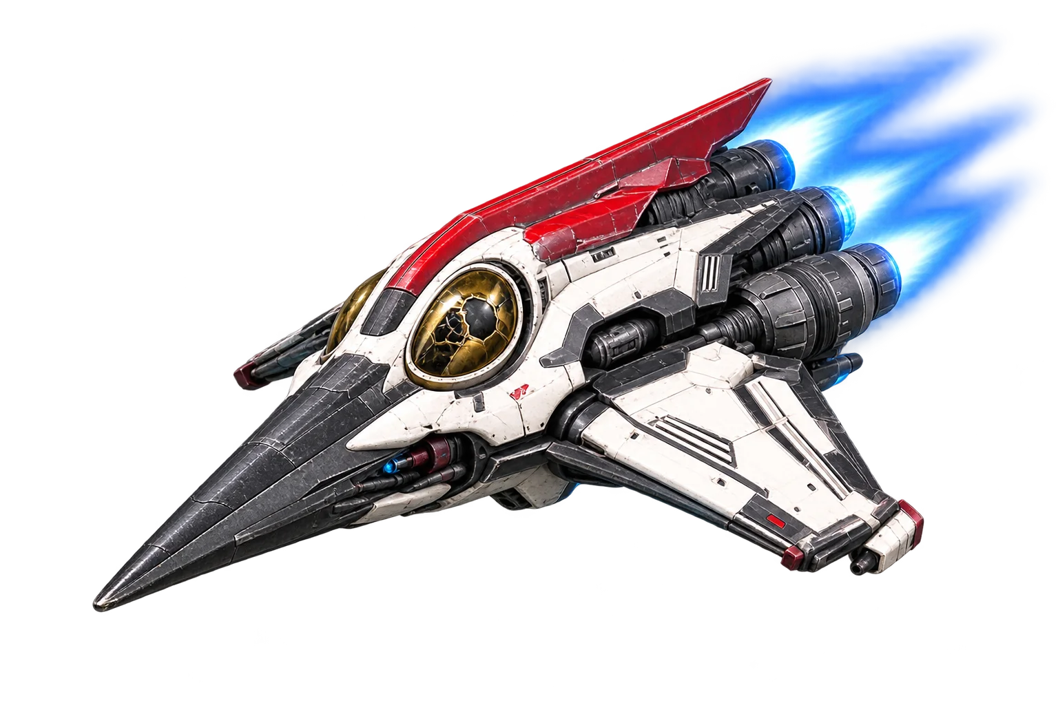 Pecker III advanced Fighter with engines lit, an in-engine render of the memorial hull, on a transparent background.